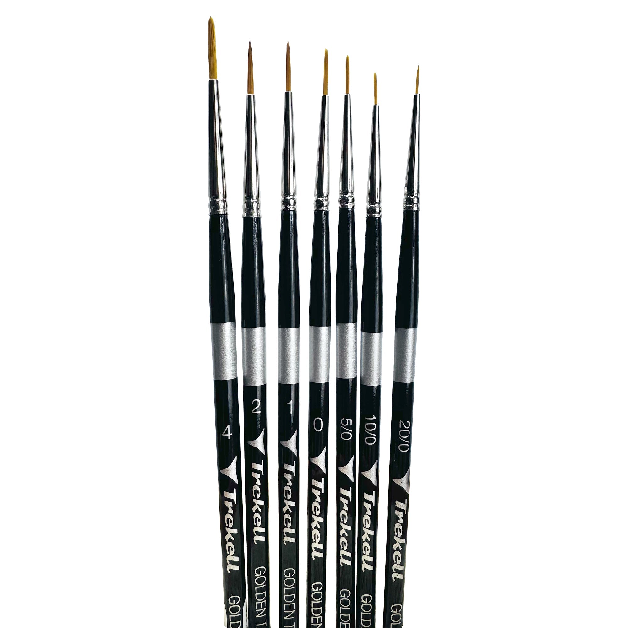 Trekell Golden Taklon Short Handle Artist Brush - Complete Set - Liner