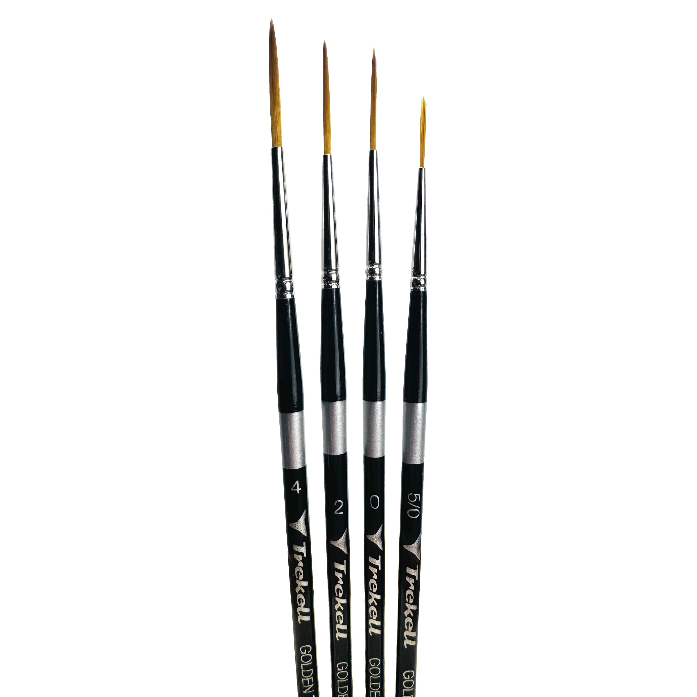 Trekell Golden Taklon Short Handle Artist Brush - Complete Set - Script/Rigger