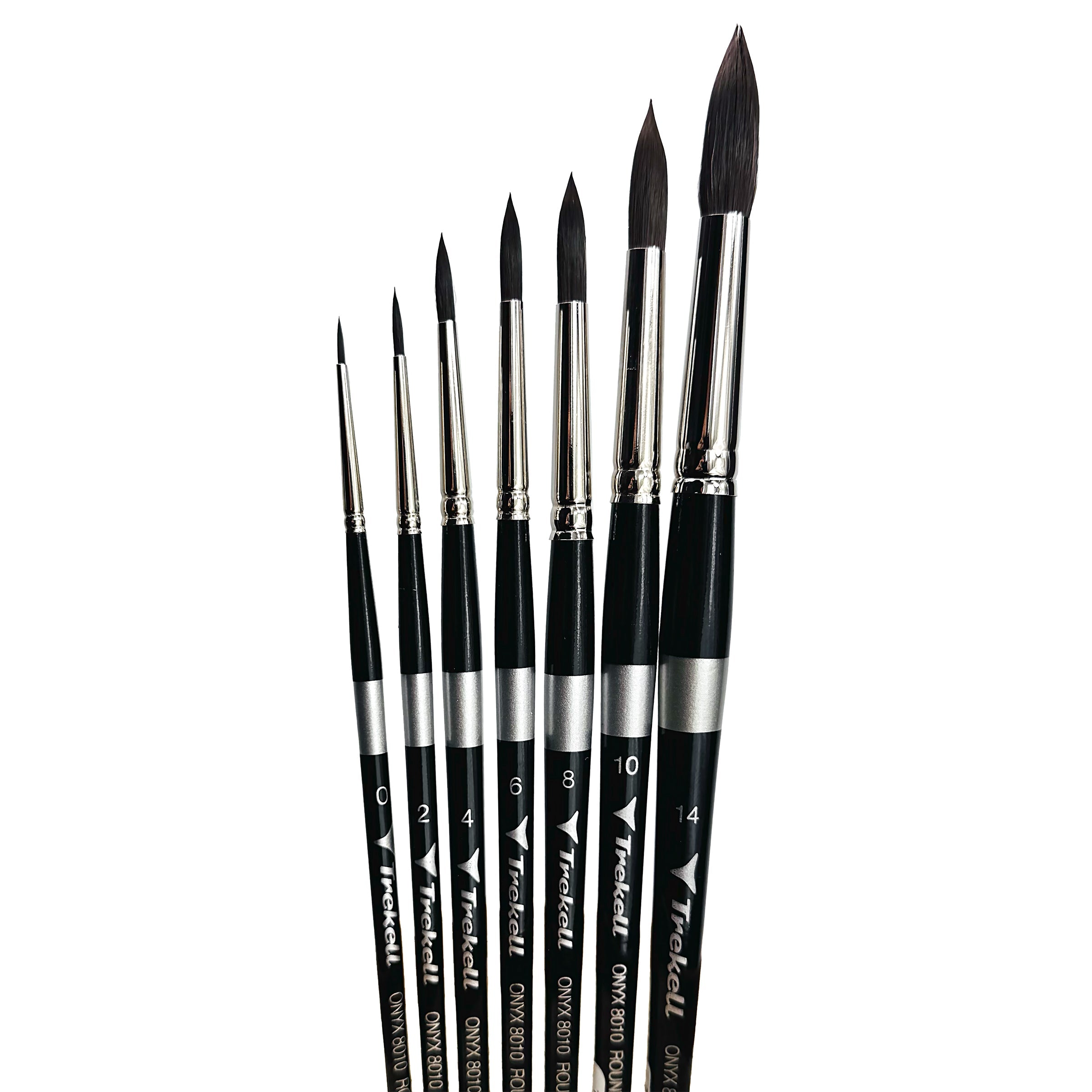 Trekell Onyx Synthetic Squirrel Short Handle Artist Brush - Complete Brush Set - Round