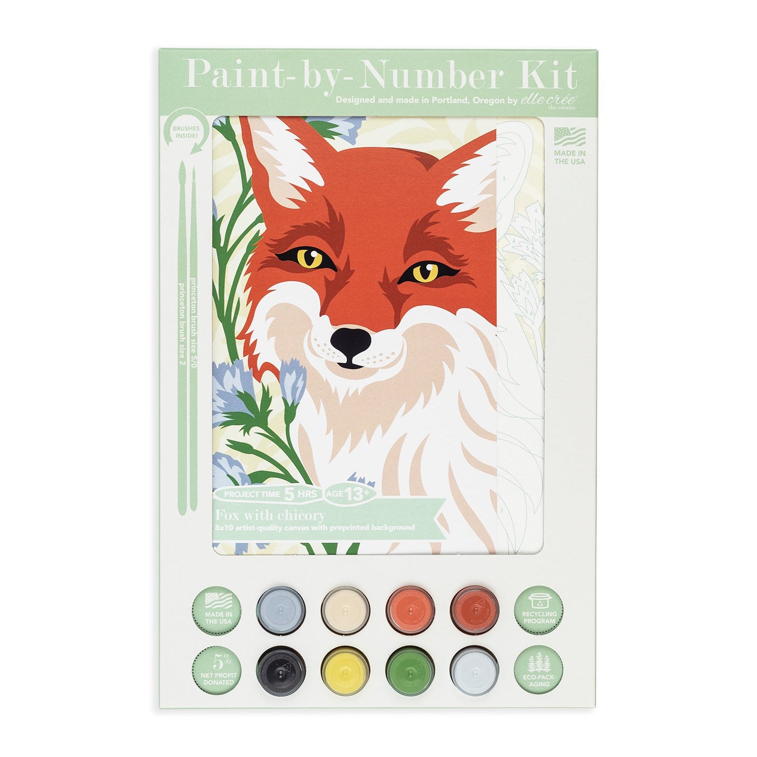 Fox with Chicory | 8x10 paint-by-number kit
