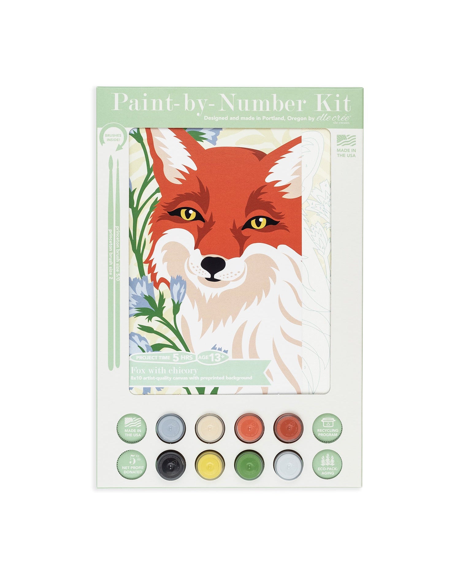 Fox with Chicory | 8x10 paint-by-number kit