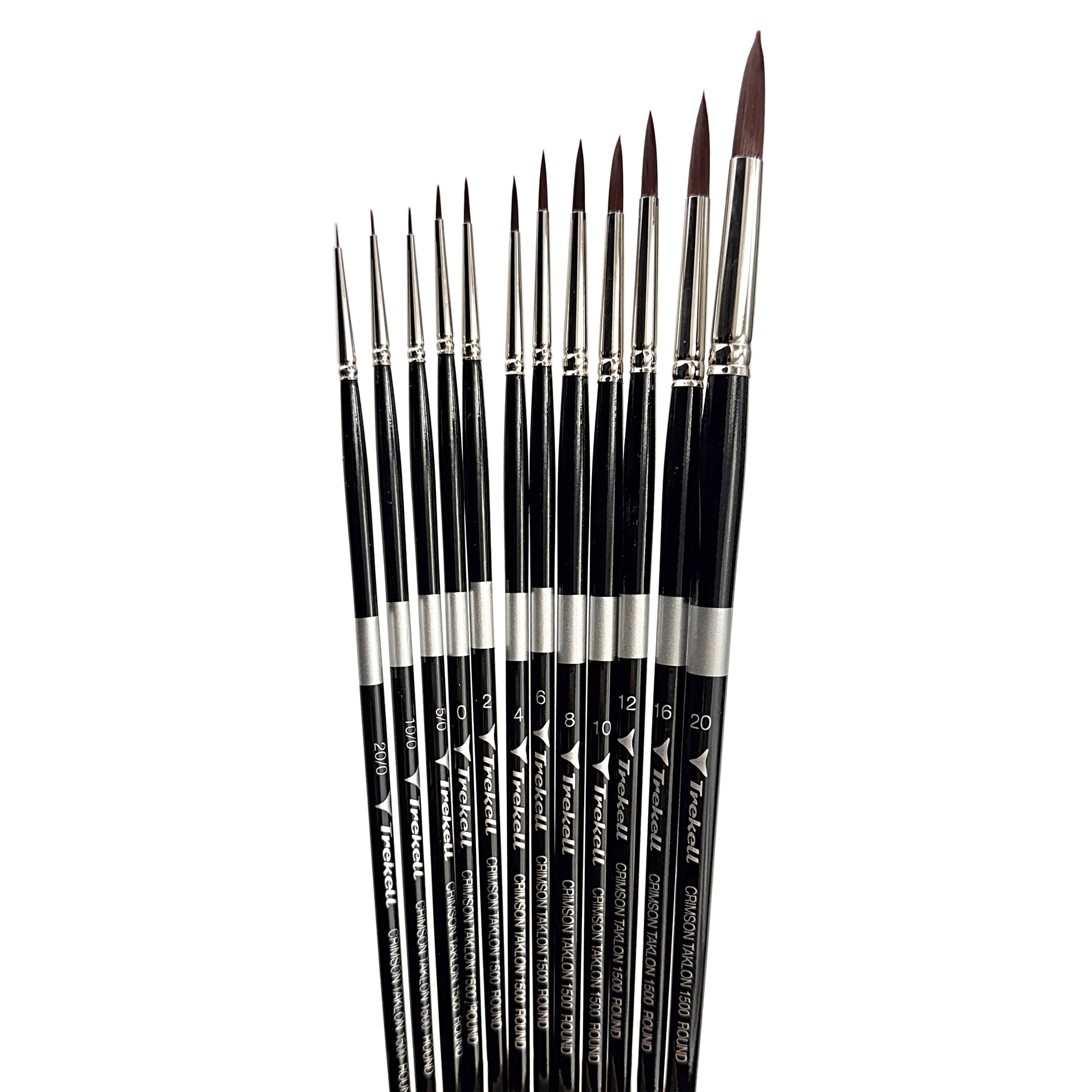 Trekell Crimson Taklon Complete Round Brush Set - Long Handle