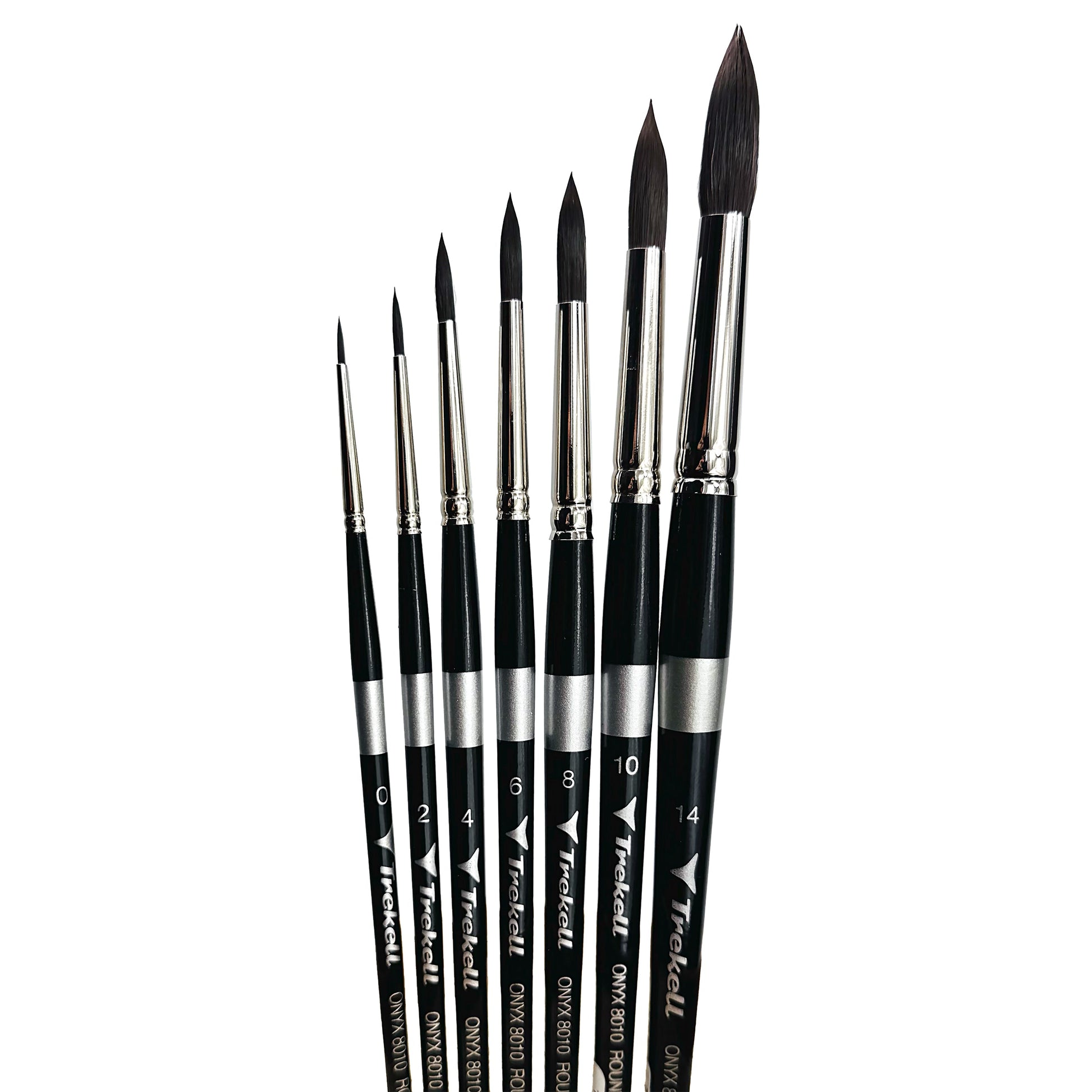 Trekell Onyx Synthetic Squirrel Short Handle Artist Brush - Complete Brush Set -  Round