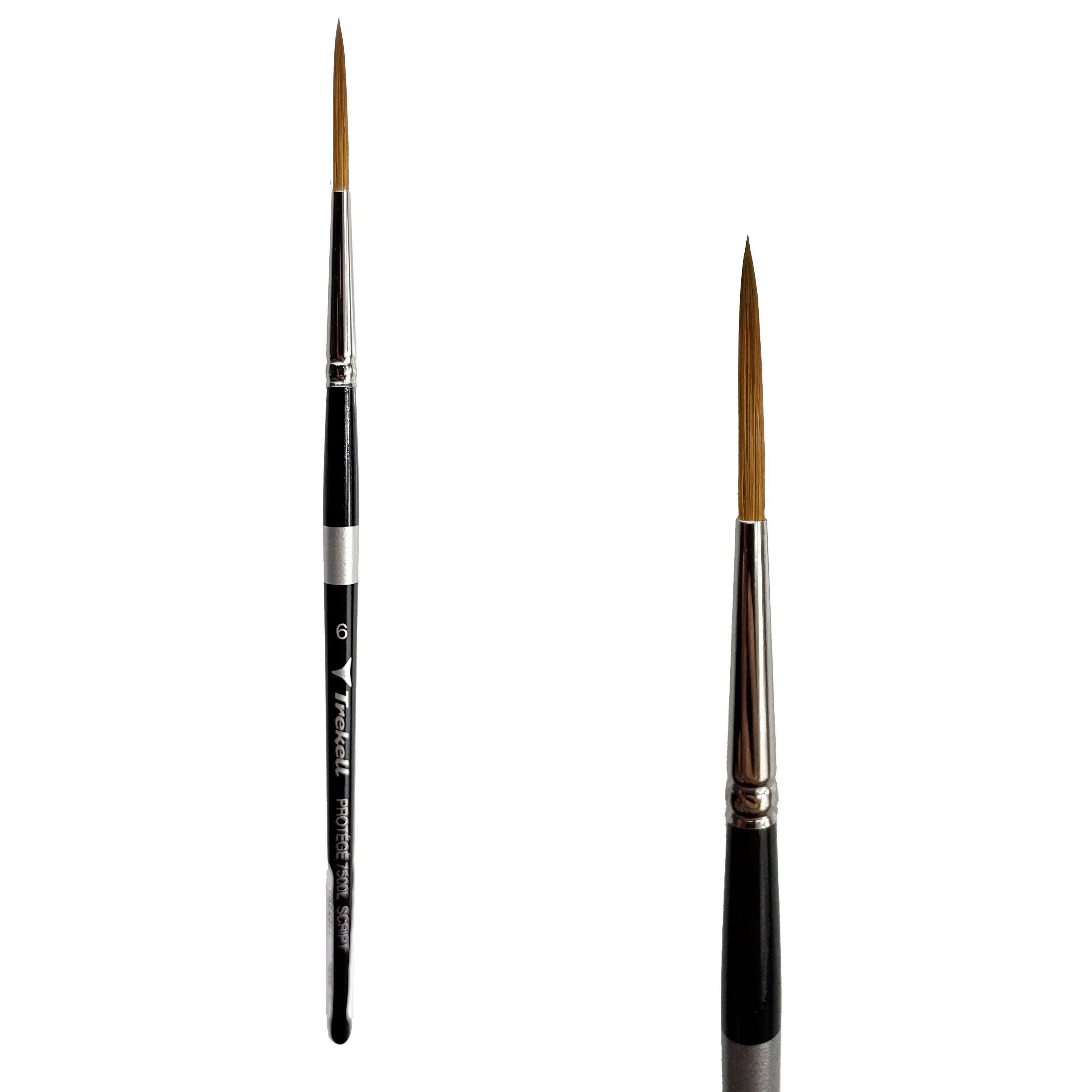 Trekell Protégé Synthetic Kolinsky Short Handle Artist Brush - Size #6  Script/Rigger