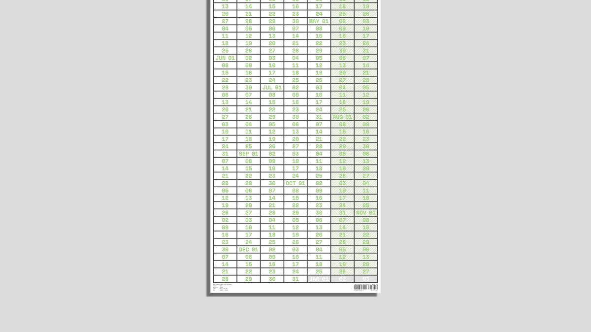 Annual Week View Calendar